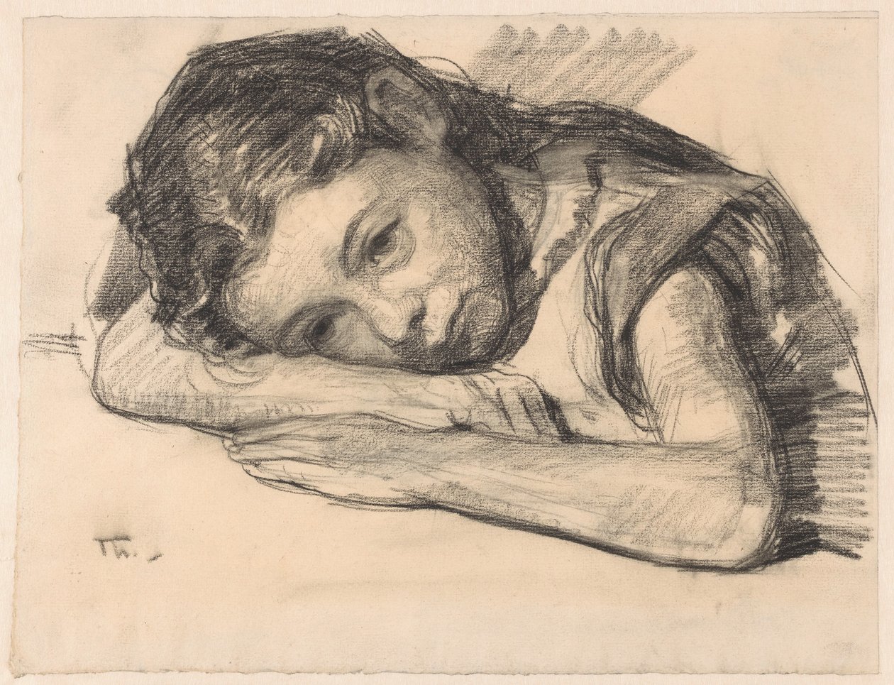 Liesbeth eller Dora Arntzenius som barn, lutad på ena armen av Willem Bastiaan Tholen