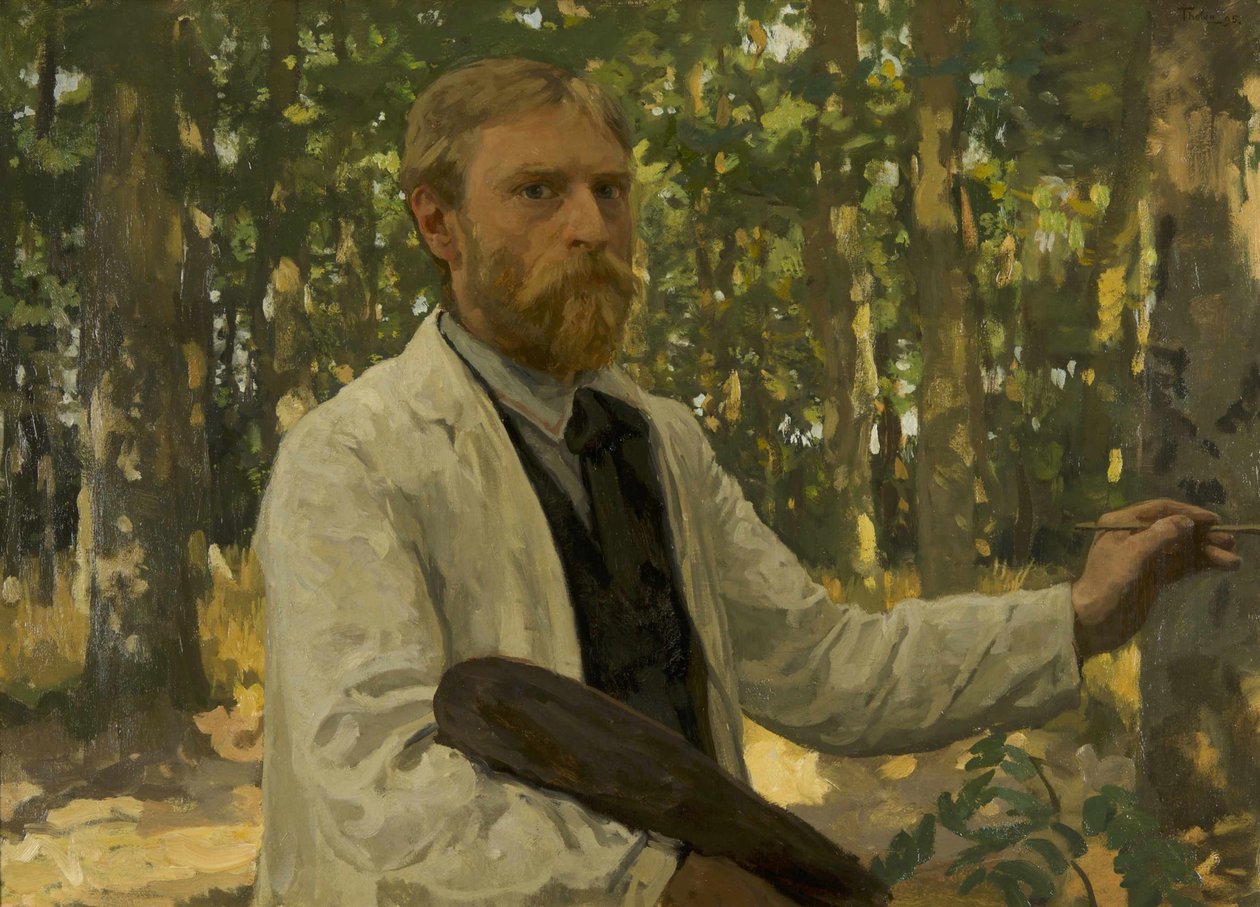 Självporträtt i ett skogslandskap, 1895. av Willem Bastiaan Tholen