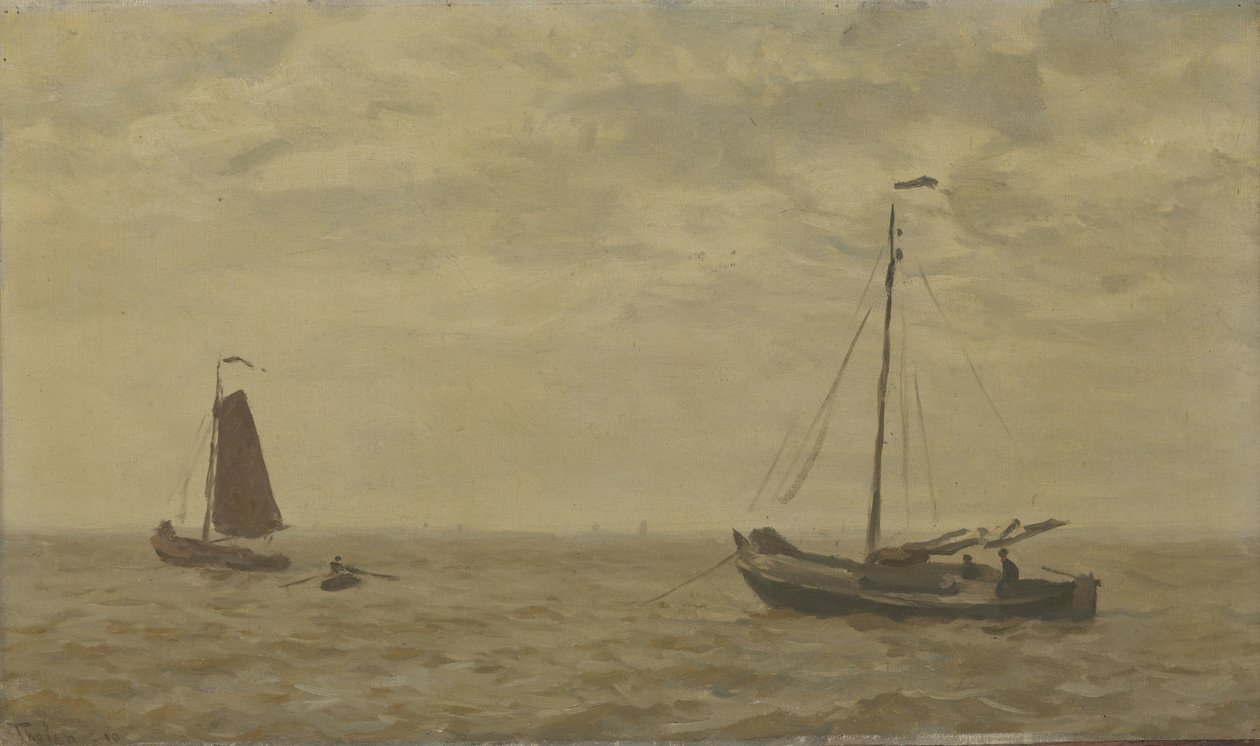 Havslandskap med fiskebåtar av Willem Bastiaan Tholen