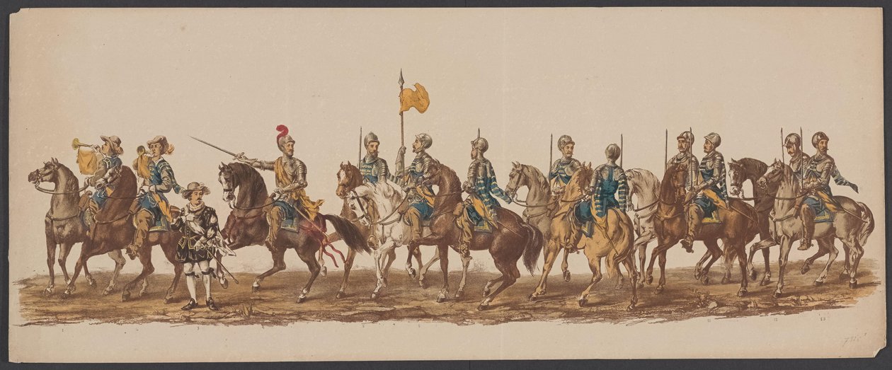 Delfts parad 1862, första gruppen Fjärde Lustrum av Royal Academy i Delft - Ao. 1862 - Costumed Optogt (serietitel på objekt) av Willem Bernardus IJzerdraat