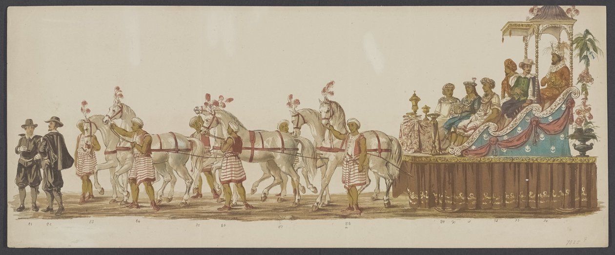Delfts parad 1862, sjätte gruppen Fjärde Lustrum av Royal Academy i Delft - Ao. 1862 - Costumed Optogt (serietitel på objekt) av Willem Bernardus IJzerdraat