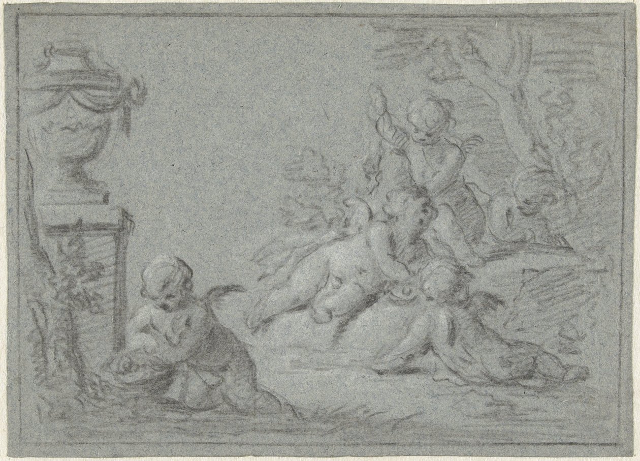 Putti i ett landskap med en vas av Willem Bilderdijk