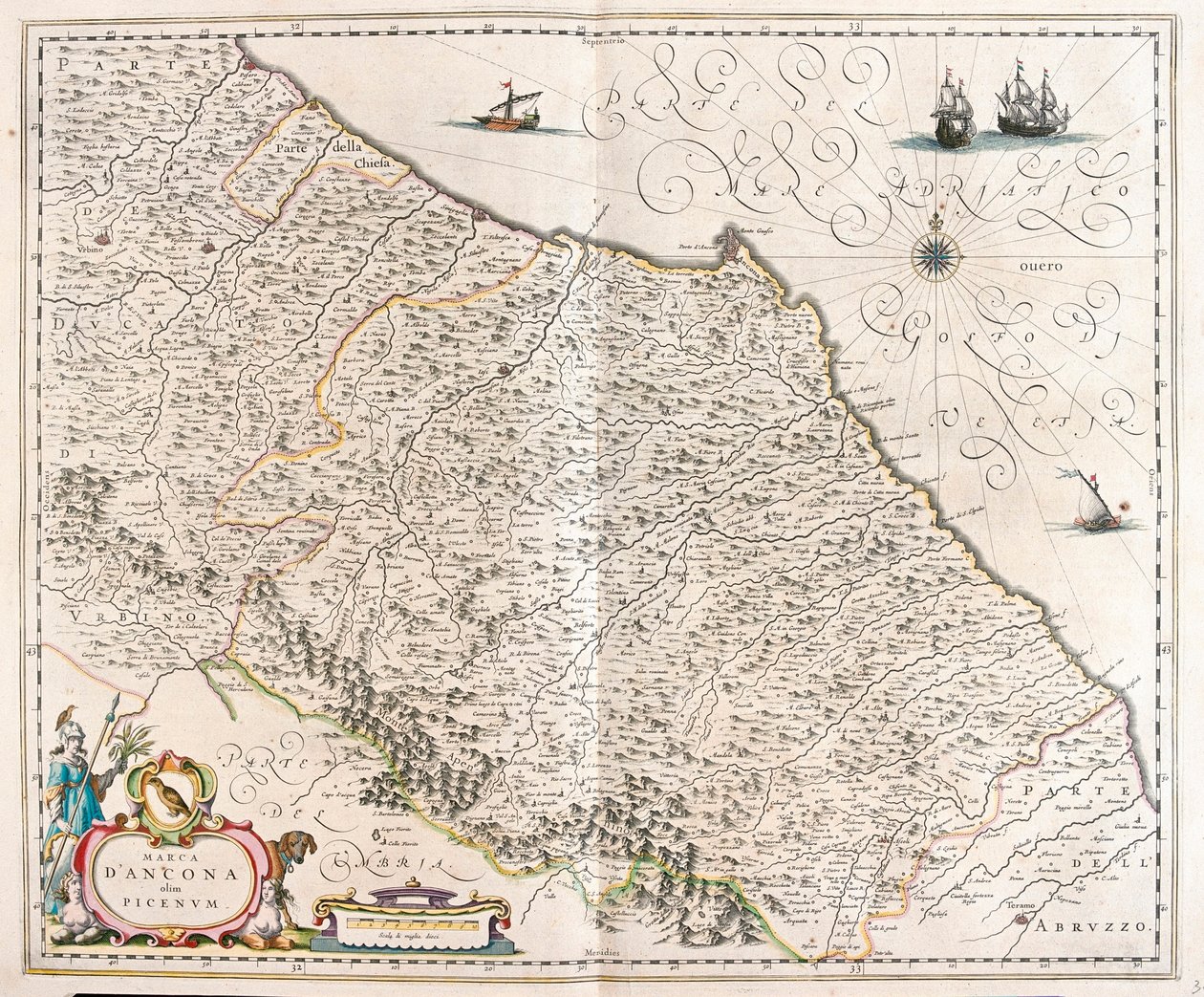 Ancona, Marche, Italien, i "Theatrum Orbis Terrarum, sive Atlas Novus" av Willem Blaeu, Amsterdam av Willem Blaeu