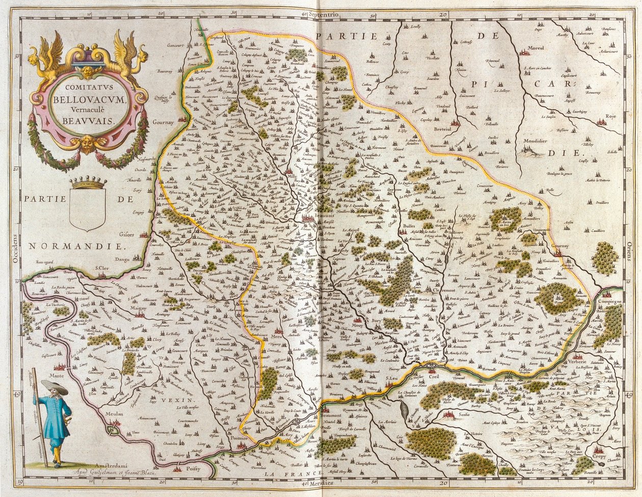 Beauvais, i "Theatrum Orbis Terrarum, sive Atlas Novus" av Willem Blaeu, Amsterdam av Willem Blaeu