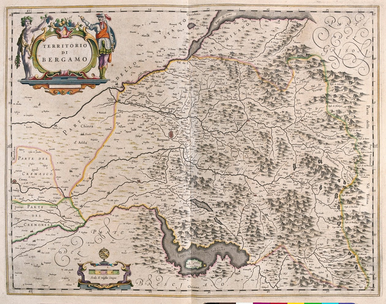 Bergamo, Italien, i "Theatrum Orbis Terrarum, sive Atlas Novus" av Willem Blaeu, Amsterdam av Willem Blaeu