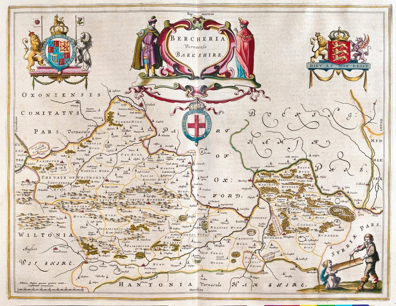 Berkshire, i "Theatrum Orbis Terrarum, sive Atlas Novus" av Willem Blaeu, Amsterdam av Willem Blaeu