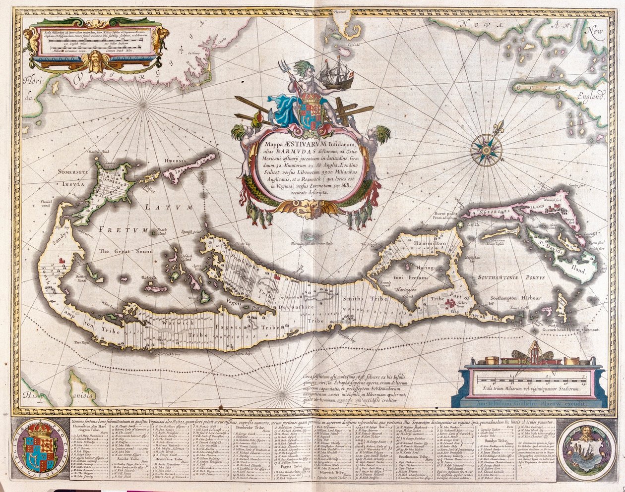 Bermuda, i "Theatrum Orbis Terrarum, sive Atlas Novus" av Willem Blaeu, Amsterdam av Willem Blaeu