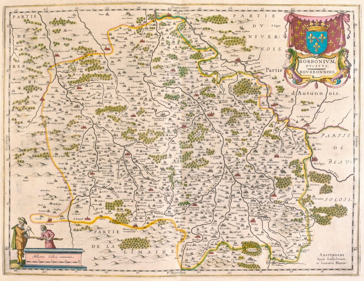 Berri, Nivernois, Borbonnois, i "Theatrum Orbis Terrarum, sive Atlas Novus" av Willem Blaeu, Amsterdam av Willem Blaeu