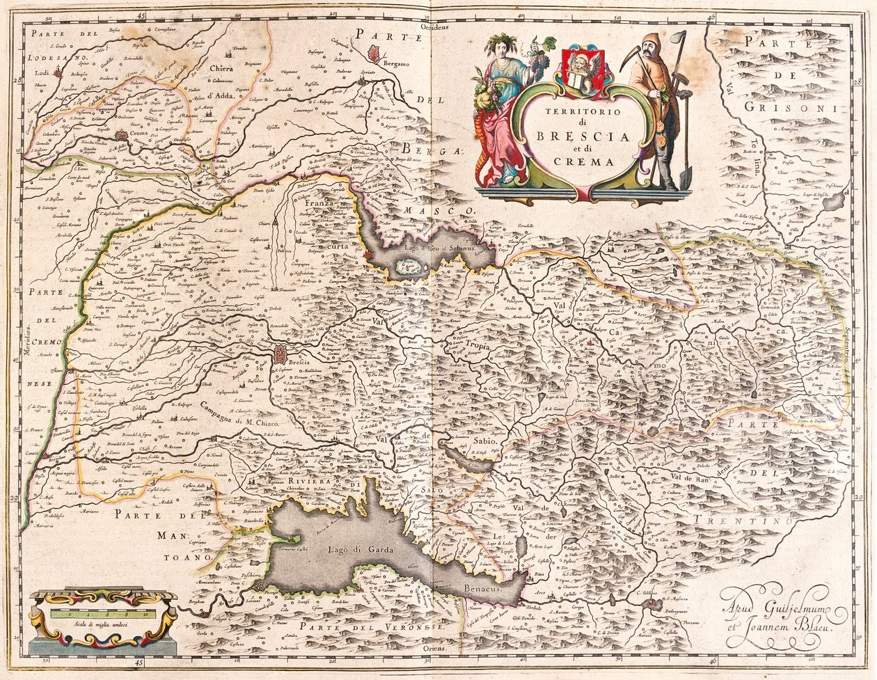 Brescia, Crema, Italien, i "Theatrum Orbis Terrarum, sive Atlas Novus" av Willem Blaeu, Amsterdam av Willem Blaeu