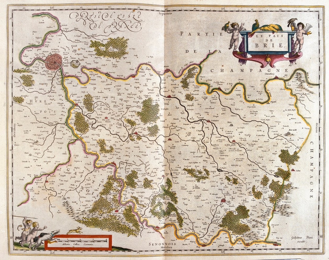 Canton de Brie, i "Theatrum Orbis Terrarum, sive Atlas Novus" av Willem Blaeu, Amsterdam av Willem Blaeu