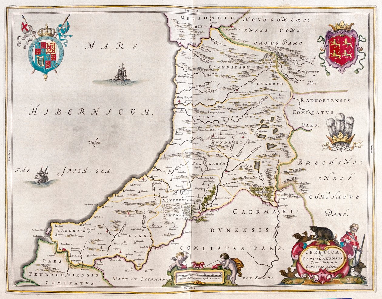Cardiganshire, i "Theatrum Orbis Terrarum, sive Atlas Novus" av Willem Blaeu, Amsterdam av Willem Blaeu