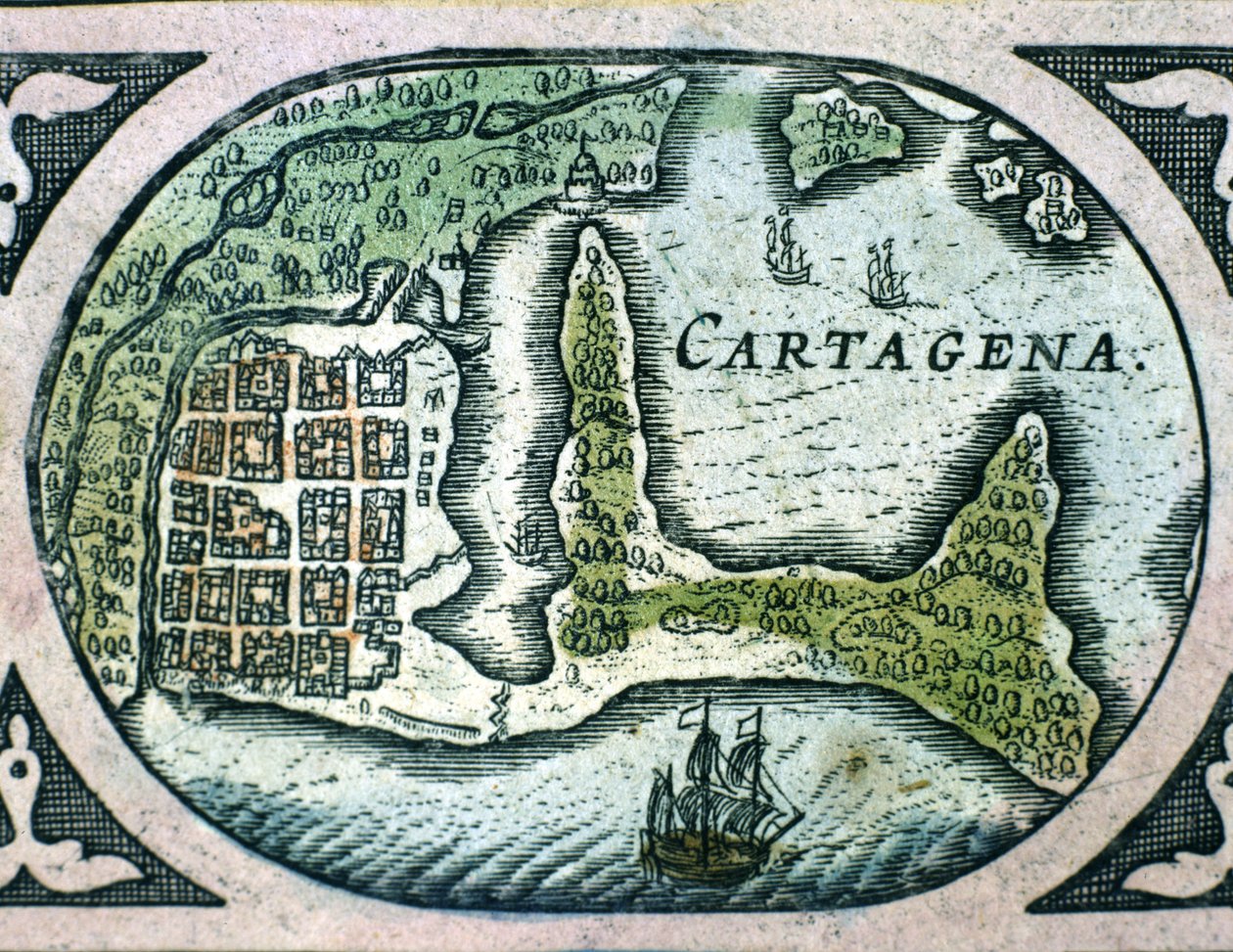 Cartagena i Colombia från Atlas of W. Blaeu av Willem Blaeu