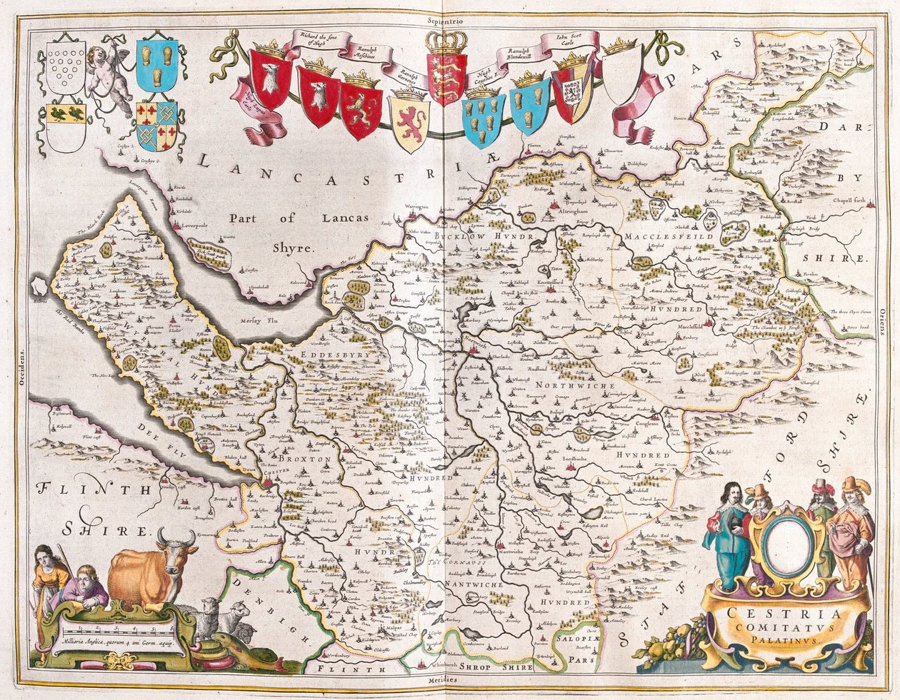 Chester, i "Theatrum Orbis Terrarum, sive Atlas Novus" av Willem Blaeu, Amsterdam av Willem Blaeu