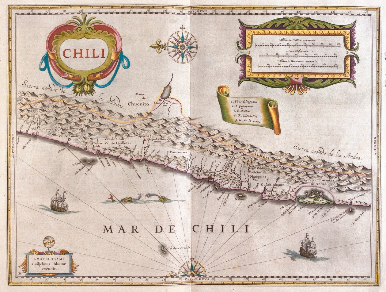 Chile, i "Theatrum Orbis Terrarum, sive Atlas Novus" av Willem Blaeu, Amsterdam av Willem Blaeu