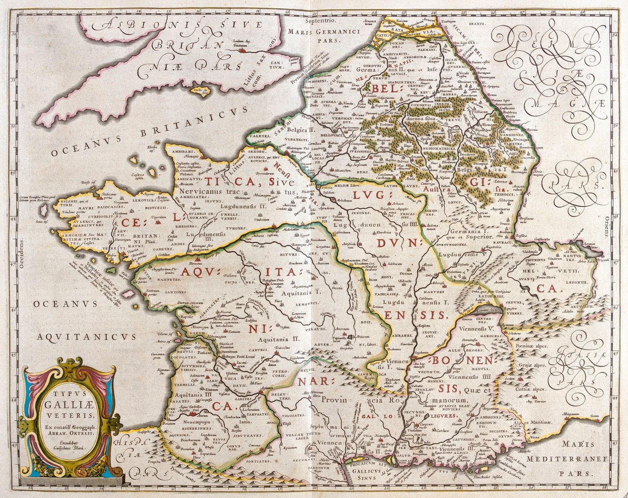 Länder i det gamla Frankrike, i "Theatrum Orbis Terrarum, sive Atlas Novus" av Willem Blaeu, Amsterdam av Willem Blaeu