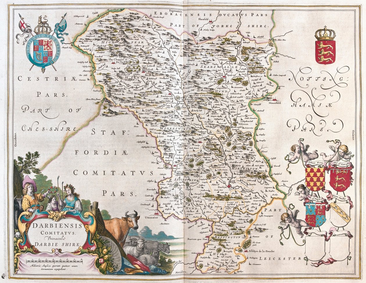 Darbieshire, i "Theatrum Orbis Terrarum, sive Atlas Novus" av Willem Blaeu, Amsterdam av Willem Blaeu