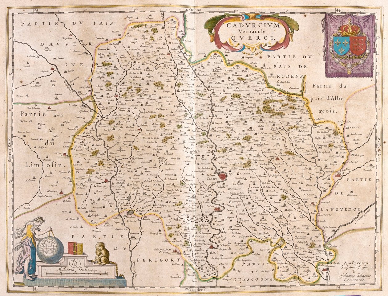 Departementet Lot River - Languedoc - Quercy, i "Theatrum Orbis Terrarum, sive Atlas Novus" av Willem Blaeu, Amsterdam av Willem Blaeu