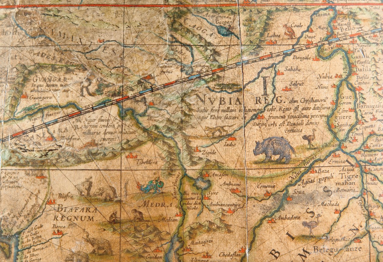Detalj av Afrika från en jordglob 1645/48 av Willem Blaeu
