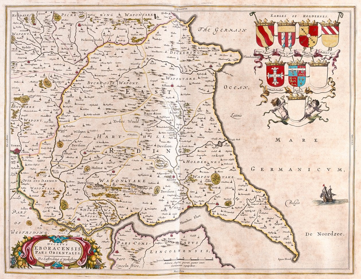 East riding of Yorkshire, i "Theatrum Orbis Terrarum, sive Atlas Novus" av Willem Blaeu, Amsterdam av Willem Blaeu