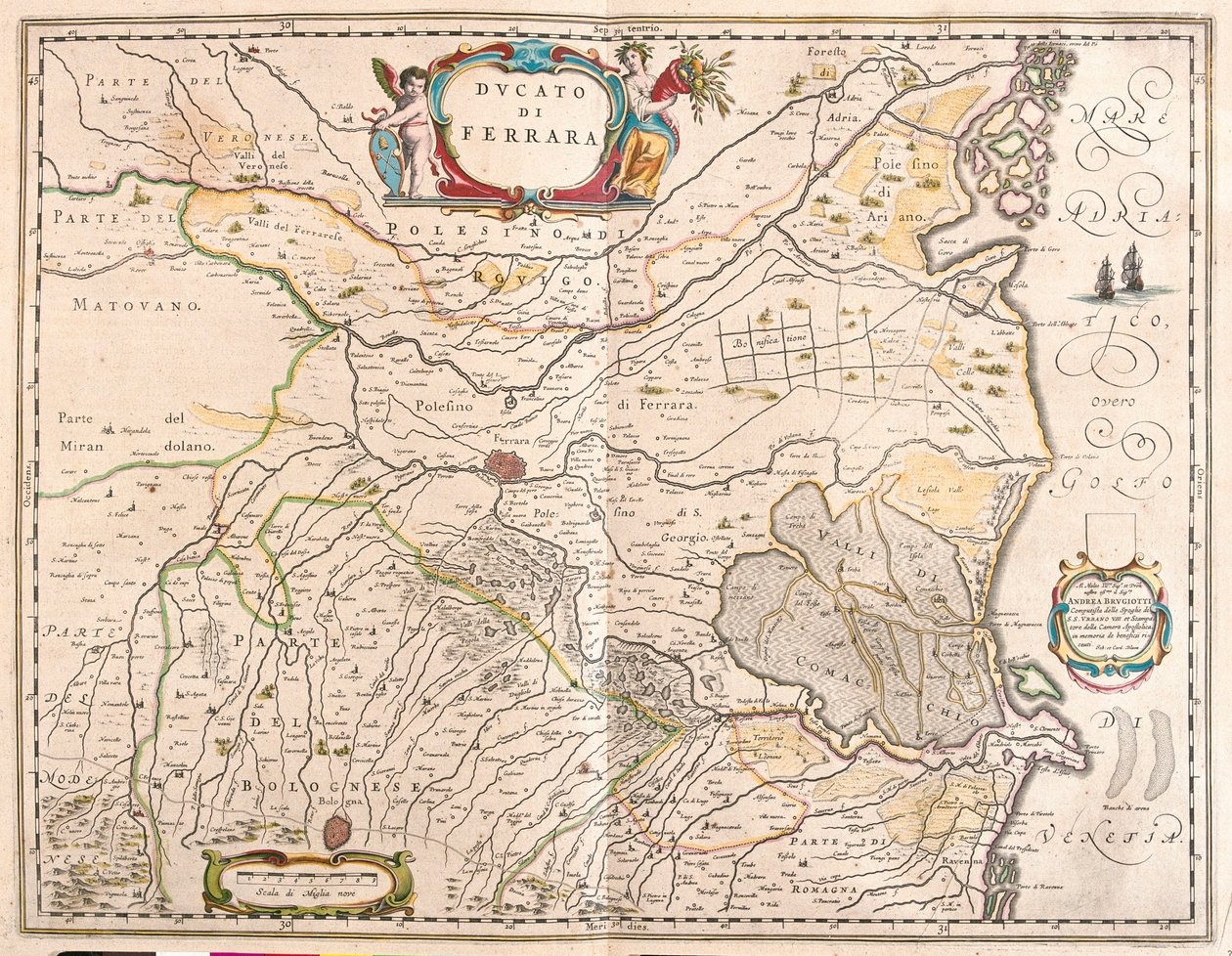 Ferrara, Italien, i "Theatrum Orbis Terrarum, sive Atlas Novus" av Willem Blaeu, Amsterdam av Willem Blaeu