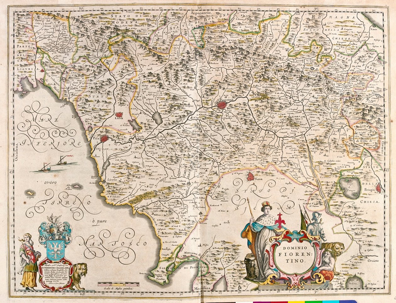 Florens, Italien, i "Theatrum Orbis Terrarum, sive Atlas Novus" av Willem Blaeu, Amsterdam av Willem Blaeu