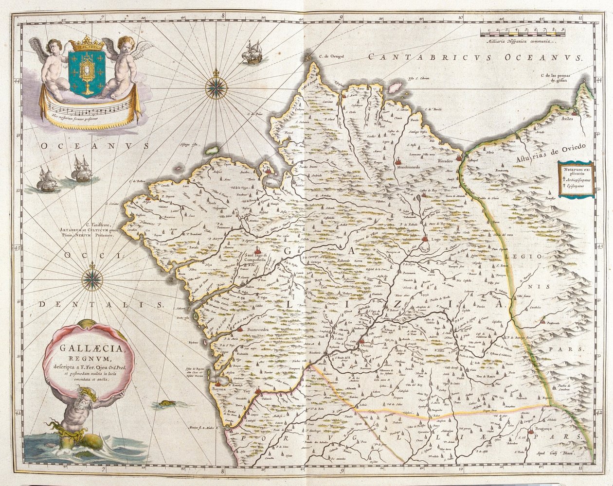 Galicien Spanien, i "Theatrum Orbis Terrarum, sive Atlas Novus" av Willem Blaeu, Amsterdam av Willem Blaeu