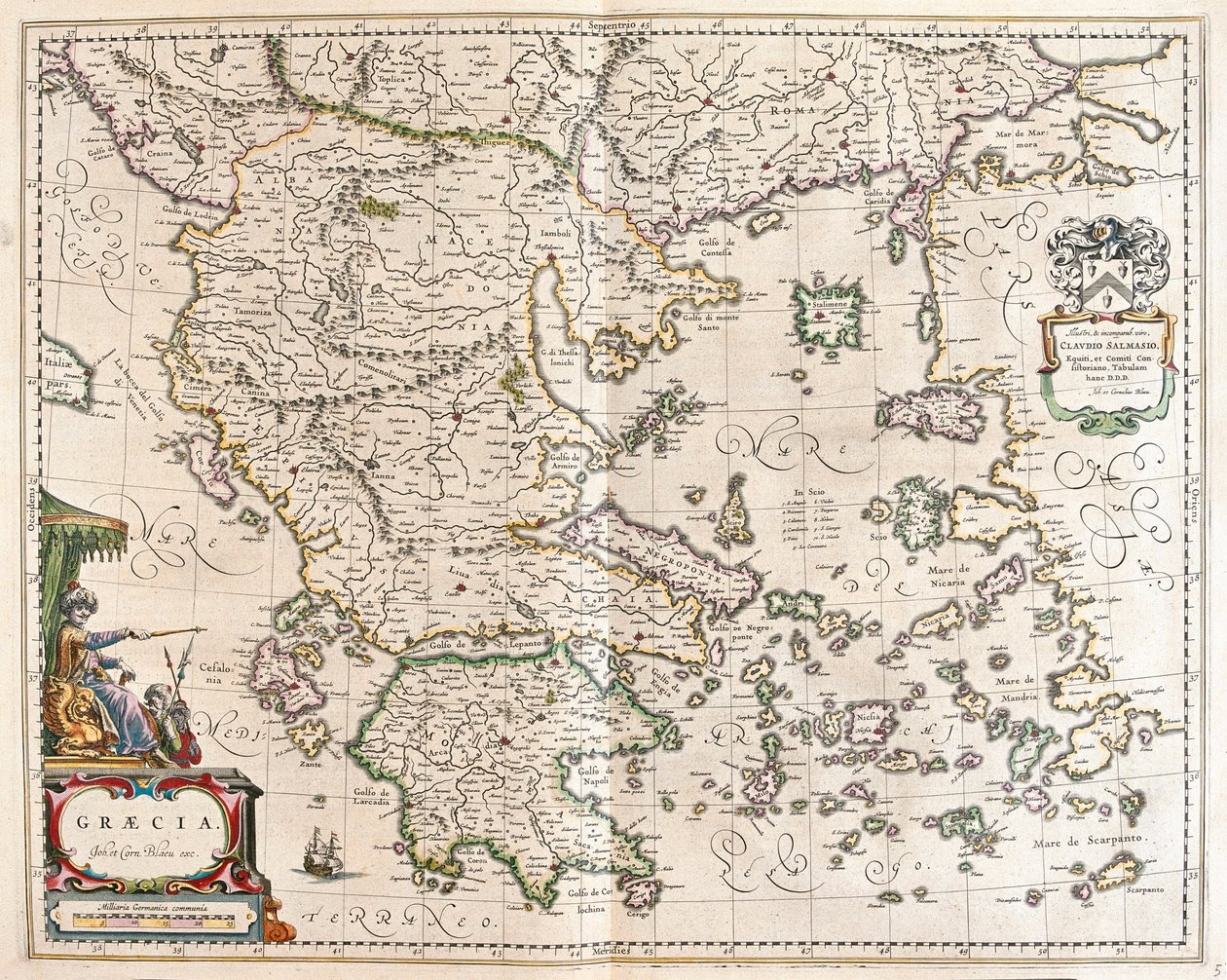Grekland, i "Theatrum Orbis Terrarum, sive Atlas Novus" av Willem Blaeu, Amsterdam av Willem Blaeu