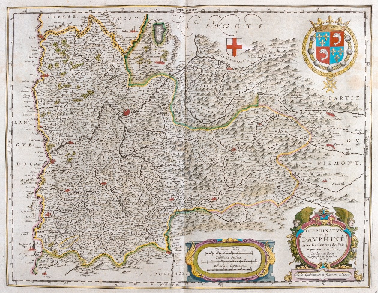 Grenoble, i "Theatrum Orbis Terrarum, sive Atlas Novus" av Willem Blaeu, Amsterdam av Willem Blaeu