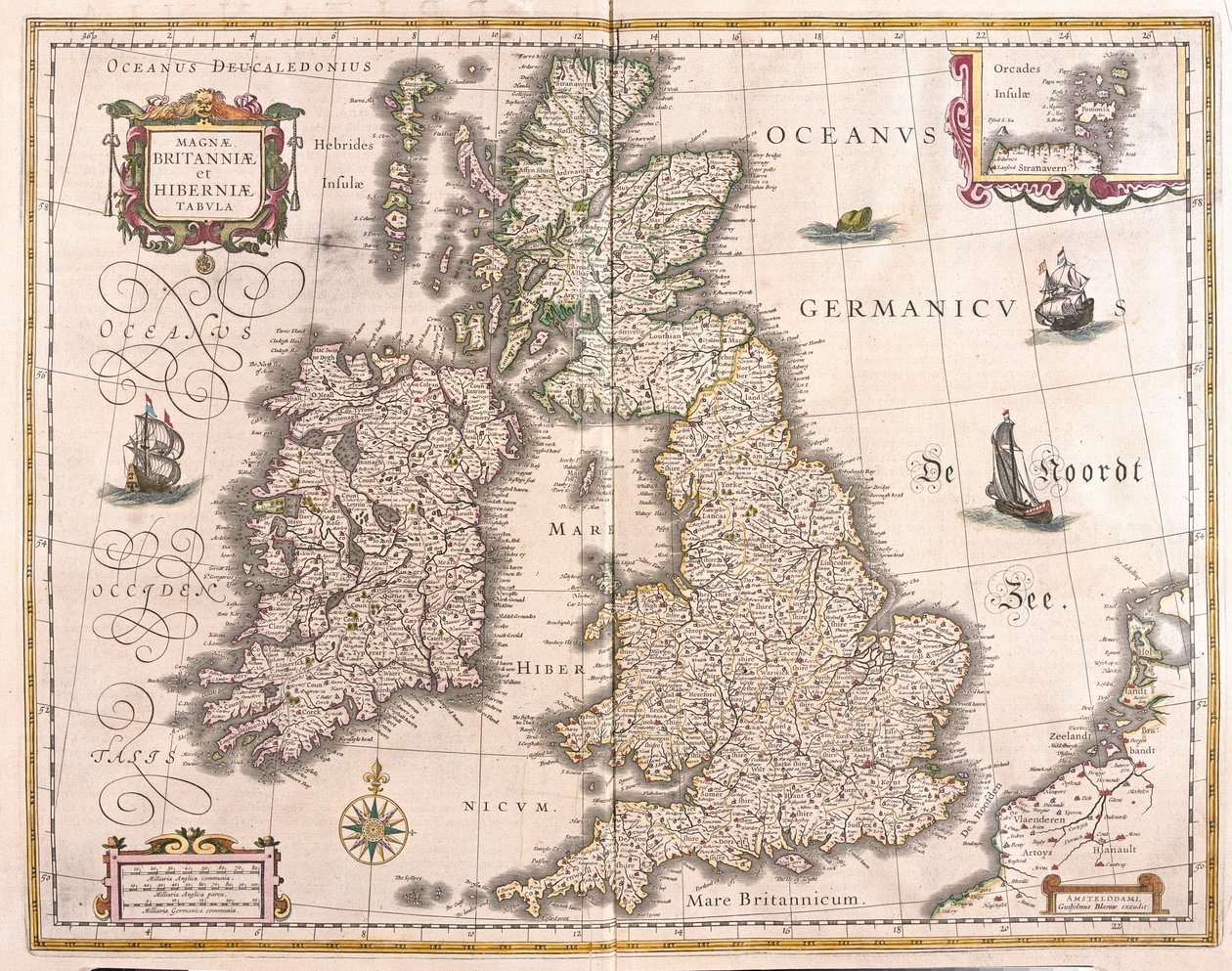 Irland och Storbritannien, i "Theatrum Orbis Terrarum, sive Atlas Novus" av Willem Blaeu, Amsterdam av Willem Blaeu