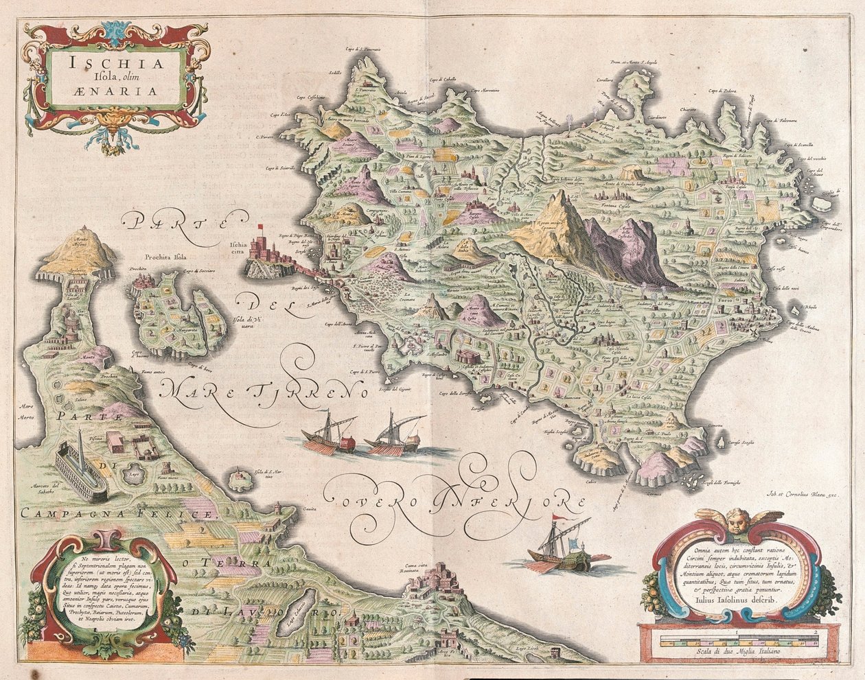 Ön Ischia, Italien, i "Theatrum Orbis Terrarum, sive Atlas Novus" av Willem Blaeu, Amsterdam av Willem Blaeu