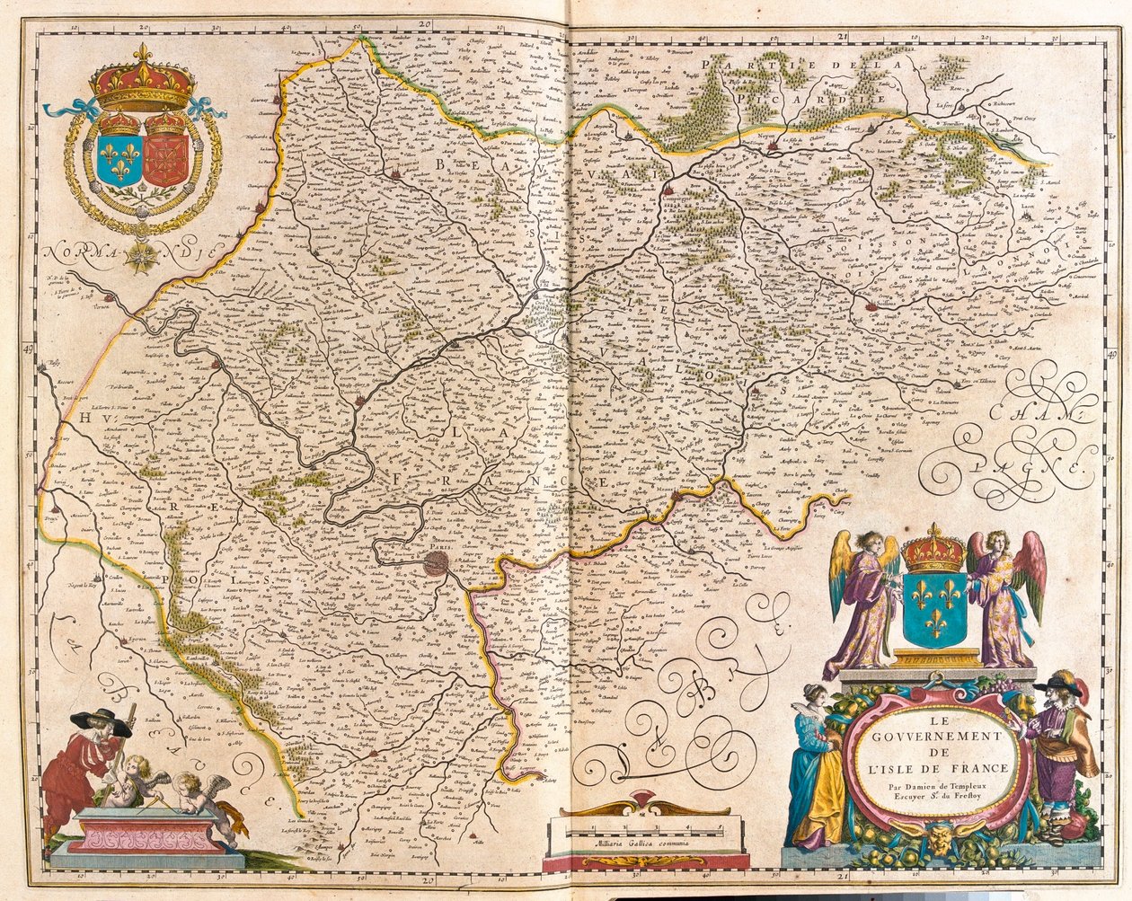 Isle de France, i "Theatrum Orbis Terrarum, sive Atlas Novus" av Willem Blaeu, Amsterdam av Willem Blaeu