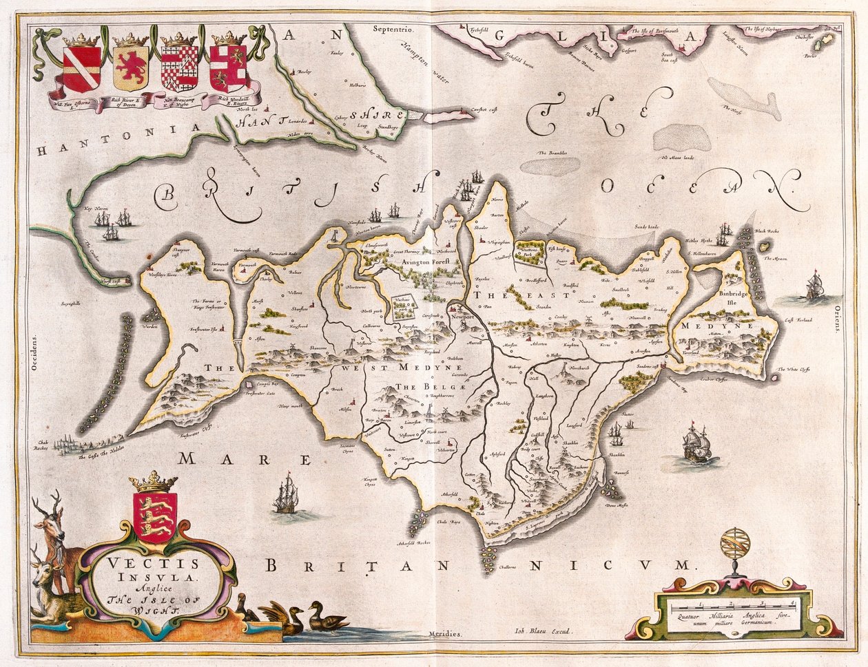 Isle of Wight, i "Theatrum Orbis Terrarum, sive Atlas Novus" av Willem Blaeu, Amsterdam av Willem Blaeu