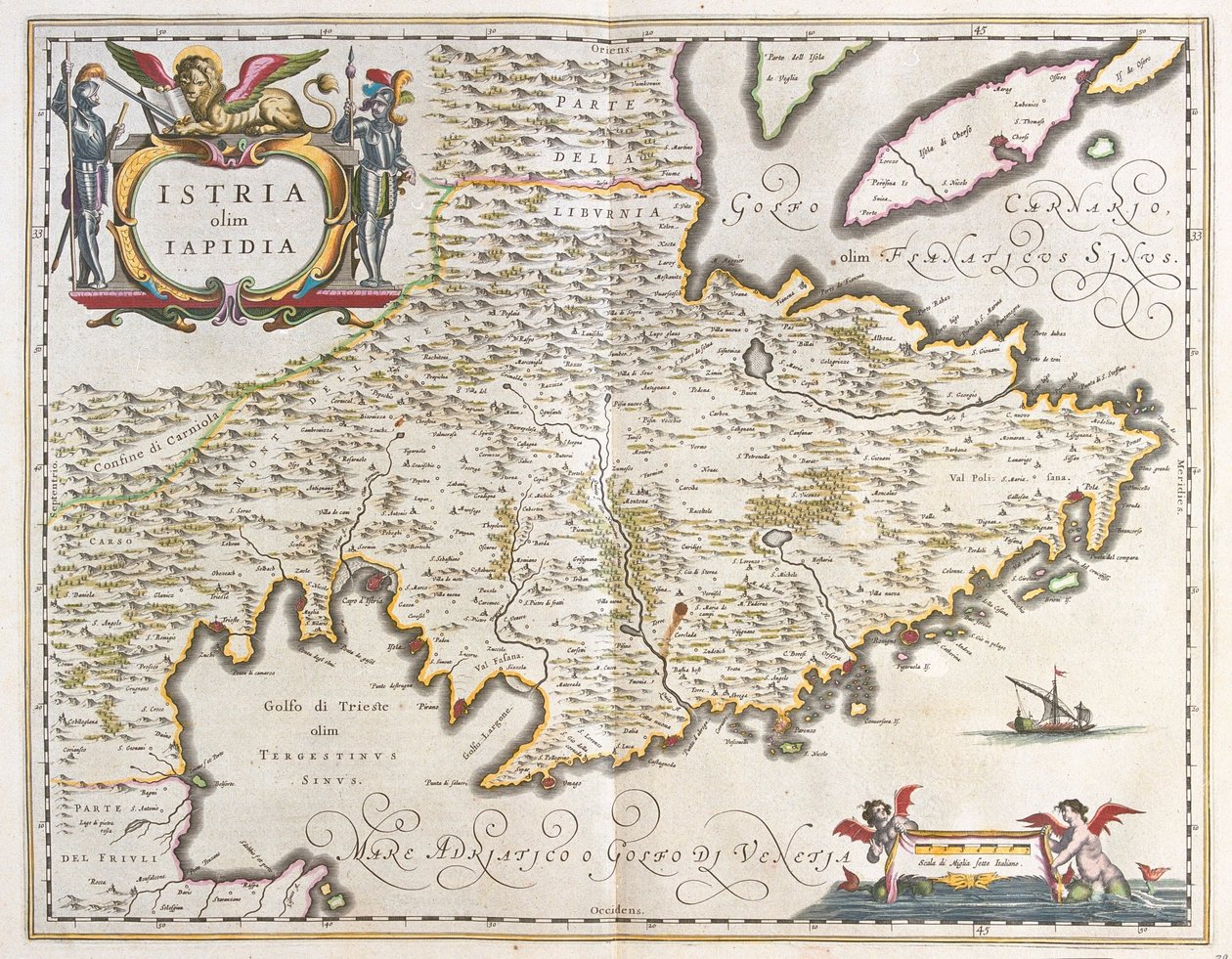 Istrien, i "Theatrum Orbis Terrarum, sive Atlas Novus" av Willem Blaeu, Amsterdam av Willem Blaeu