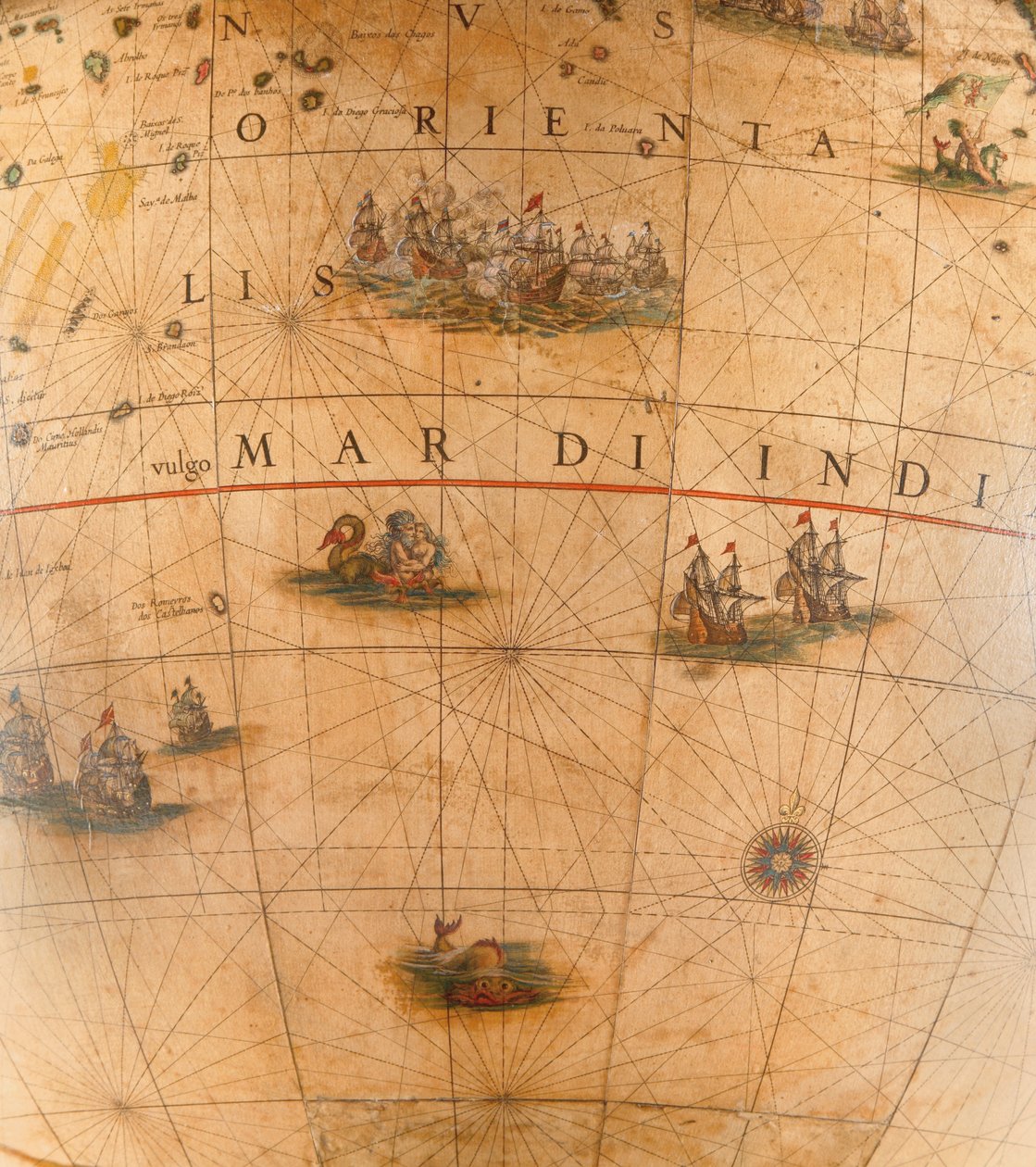 Stort par biblioteksglober, det jordiska 1645/48, det himmelska efter c.1630 av Willem Blaeu