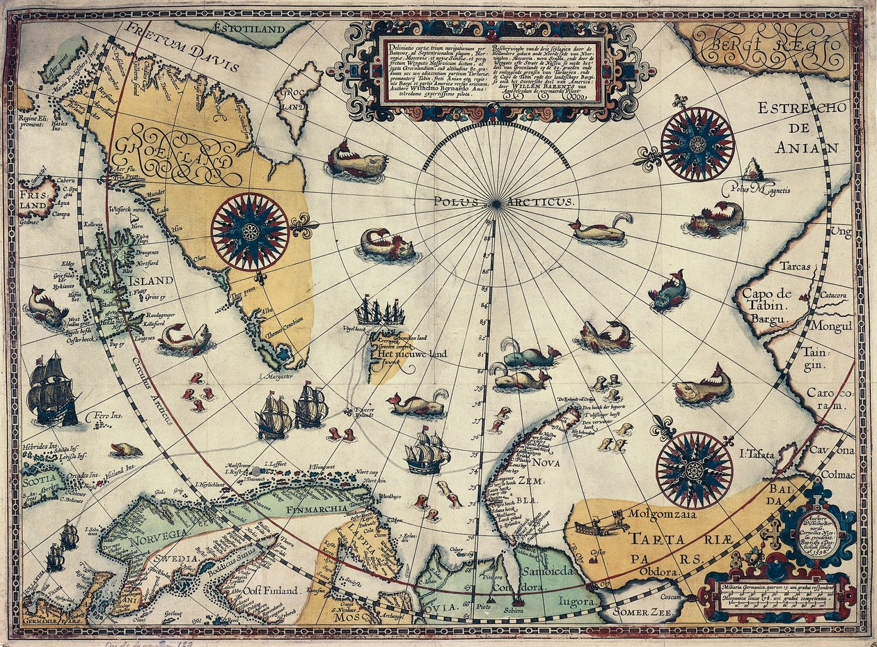 Karta över polarområdena, av den holländska kartografen Willem Janszoon Blaeu (1571-1638) av Willem Blaeu