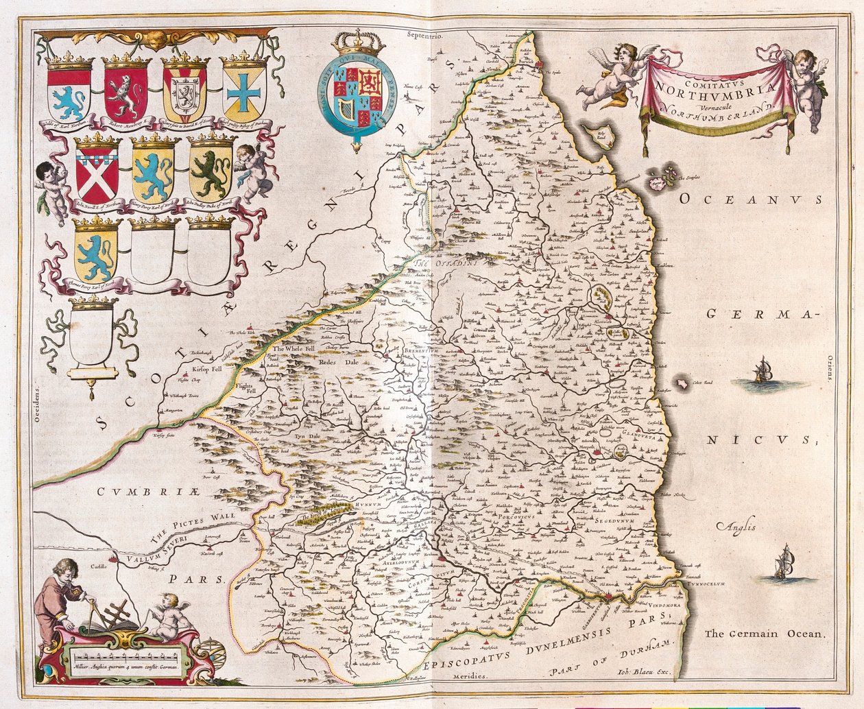 Northumberland, i "Theatrum Orbis Terrarum, sive Atlas Novus" av Willem Blaeu, Amsterdam av Willem Blaeu