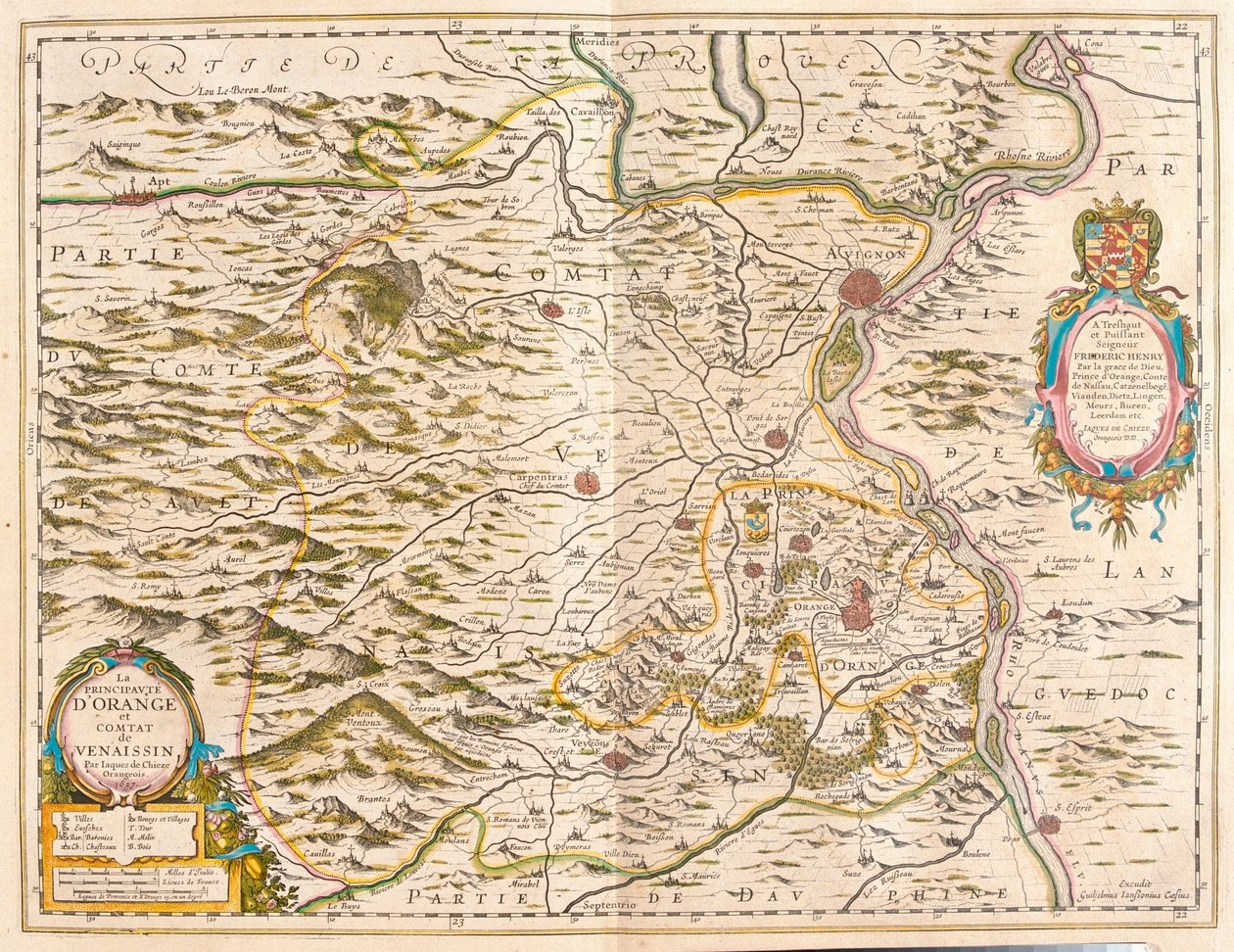 Orange och Avignon, i "Theatrum Orbis Terrarum, sive Atlas Novus" av Willem Blaeu, Amsterdam av Willem Blaeu