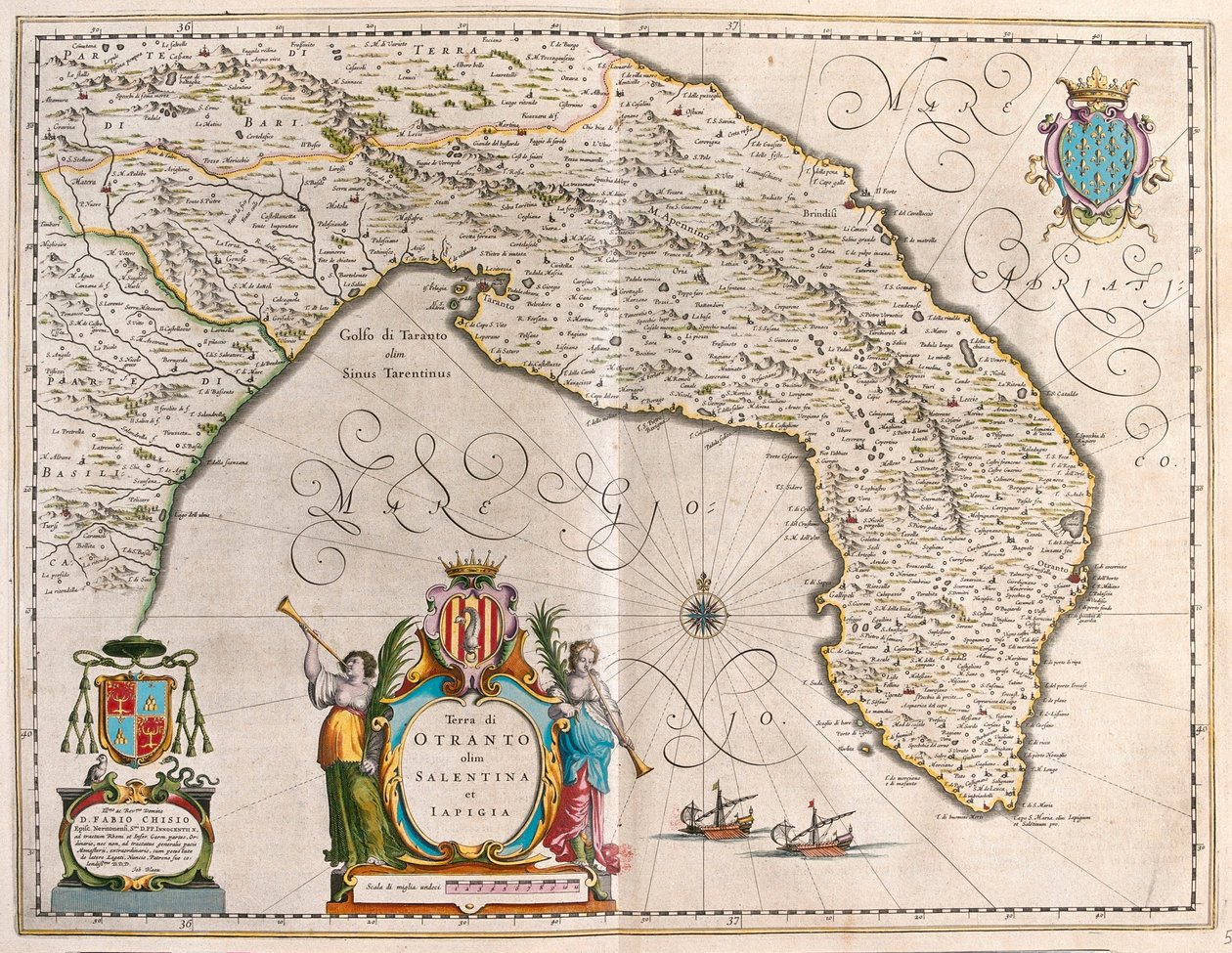 Otranto, Salento, Lecce, Puglia, Italien, i "Theatrum Orbis Terrarum, sive Atlas Novus" av Willem Blaeu, Amsterdam av Willem Blaeu