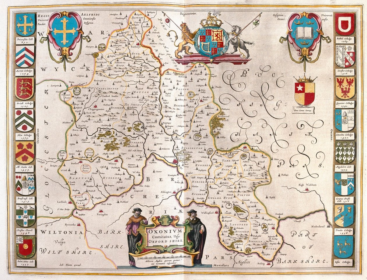 Oxfordshire, i "Theatrum Orbis Terrarum, sive Atlas Novus" av Willem Blaeu, Amsterdam av Willem Blaeu