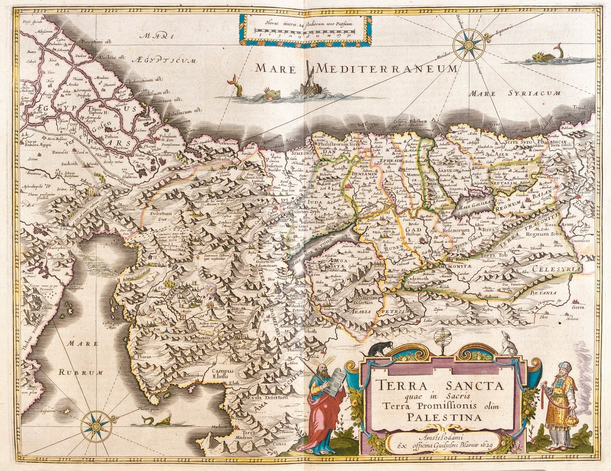 Palestina, i "Theatrum Orbis Terrarum, sive Atlas Novus" av Willem Blaeu, Amsterdam av Willem Blaeu