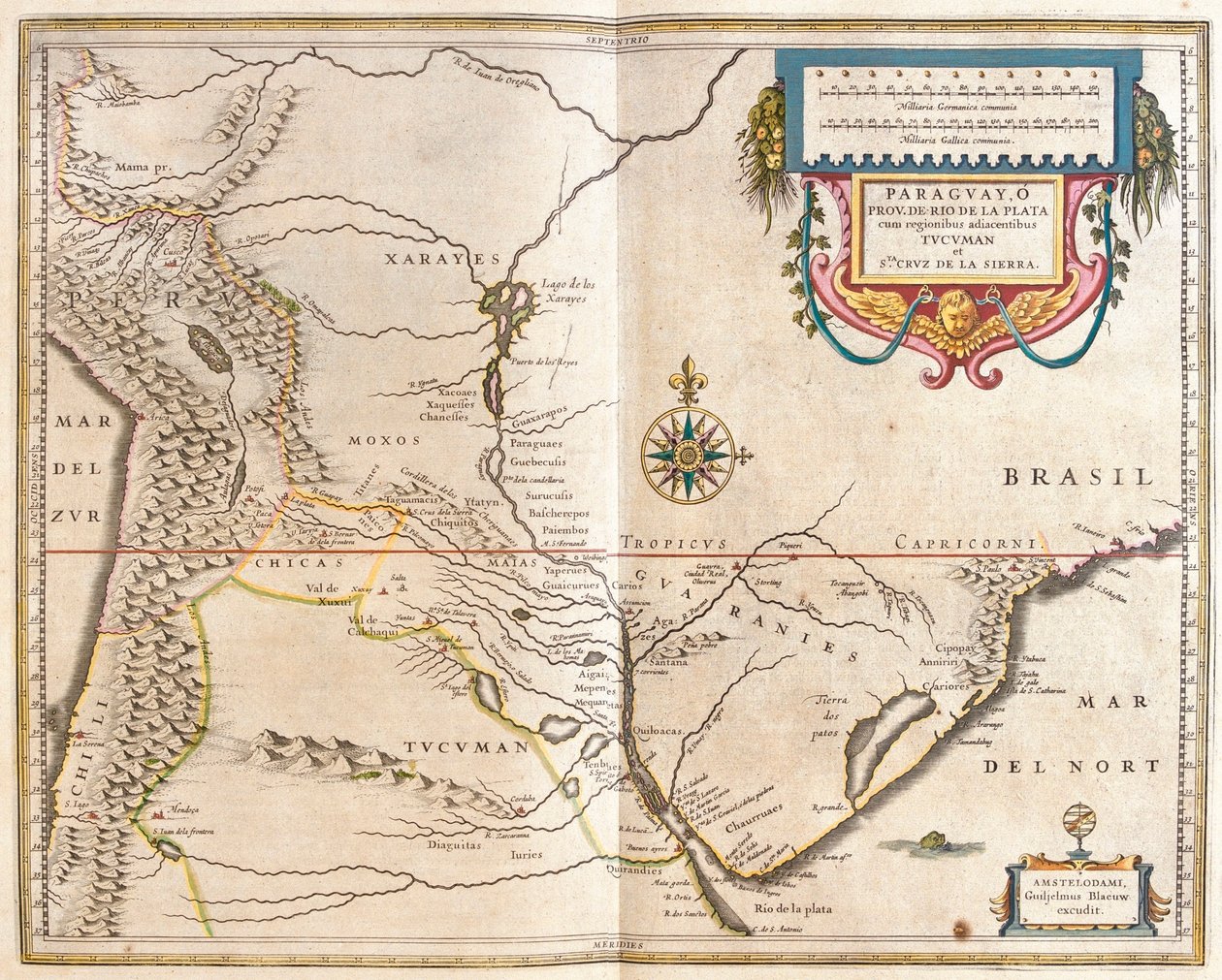 Paraguay och Rio d la Plata, i "Theatrum Orbis Terrarum, sive Atlas Novus" av Willem Blaeu, Amsterdam av Willem Blaeu