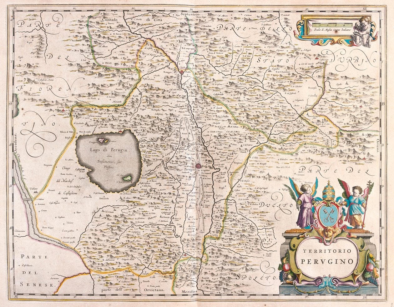 Perugia, Italien, i "Theatrum Orbis Terrarum, sive Atlas Novus" av Willem Blaeu, Amsterdam av Willem Blaeu