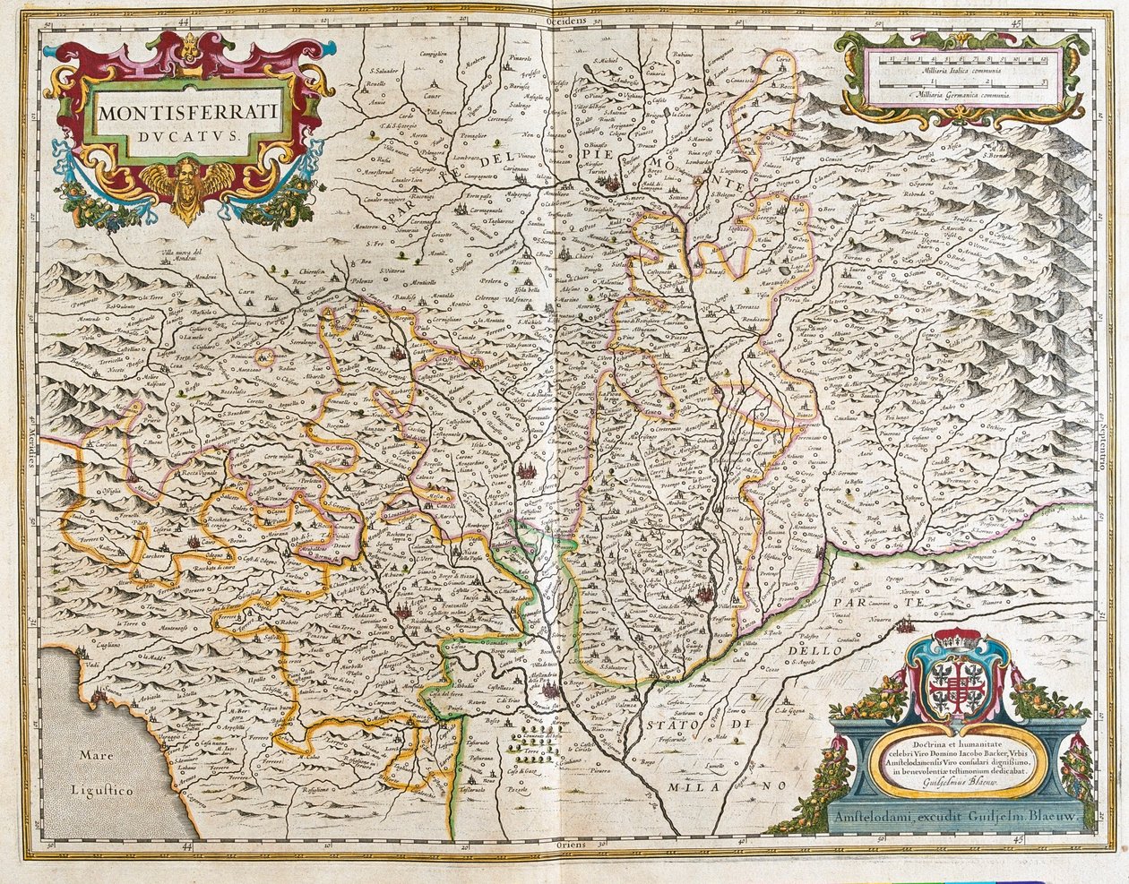 Piemont, Italien, i "Theatrum Orbis Terrarum, sive Atlas Novus" av Willem Blaeu, Amsterdam av Willem Blaeu