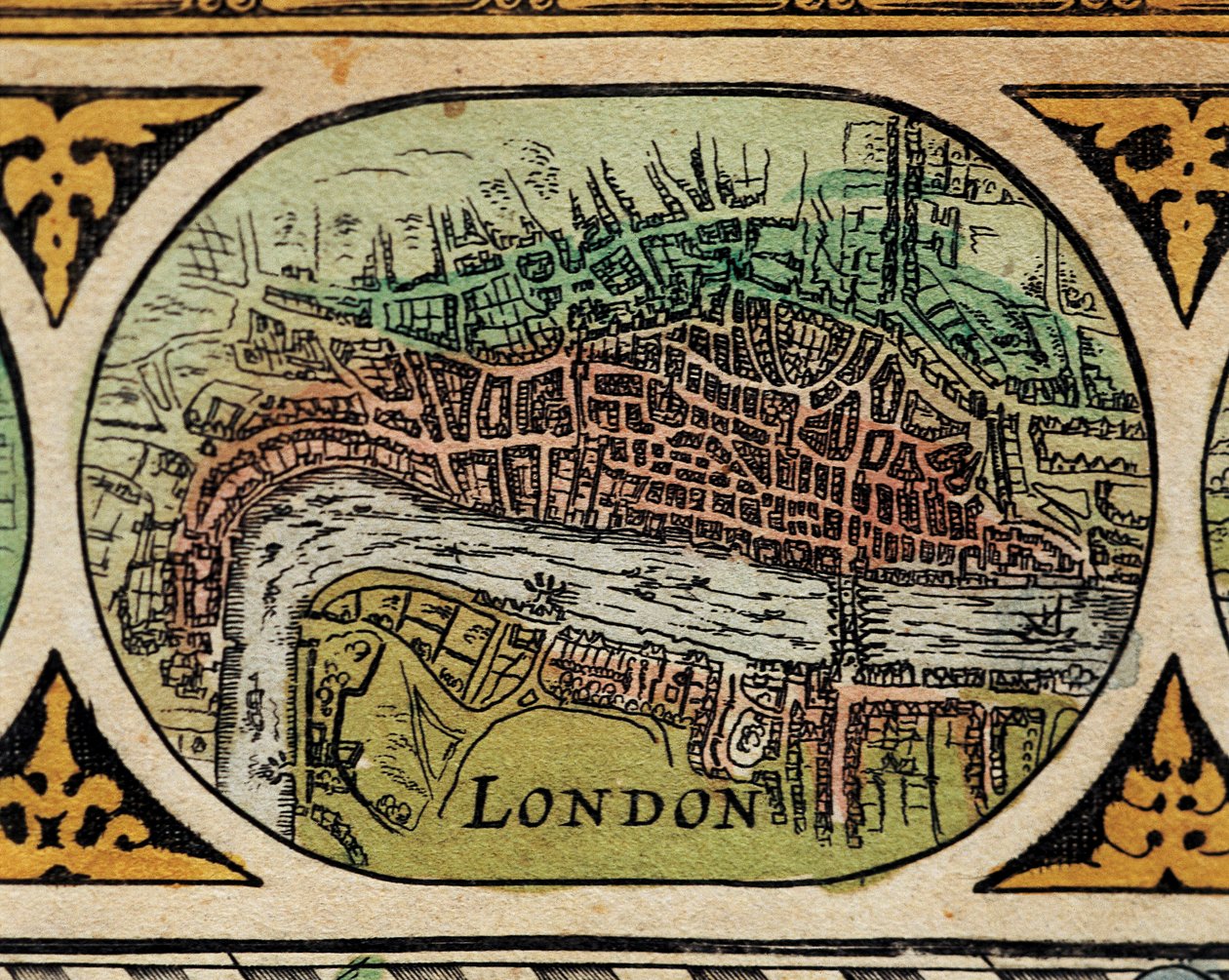 "" Representation of the City of London "" Detalj av en världskarta i "" The Theatre of the World "" av Willem Janszoon Blaeu (1571-1638) av Willem Blaeu