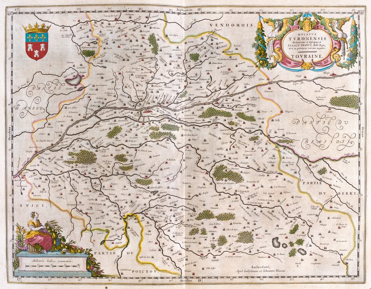 Loireflodens dalgång med stad (Bloise, Amboise) - touraine, i "Theatrum Orbis Terrarum, sive Atlas Novus" av Willem Blaeu, Amsterdam av Willem Blaeu