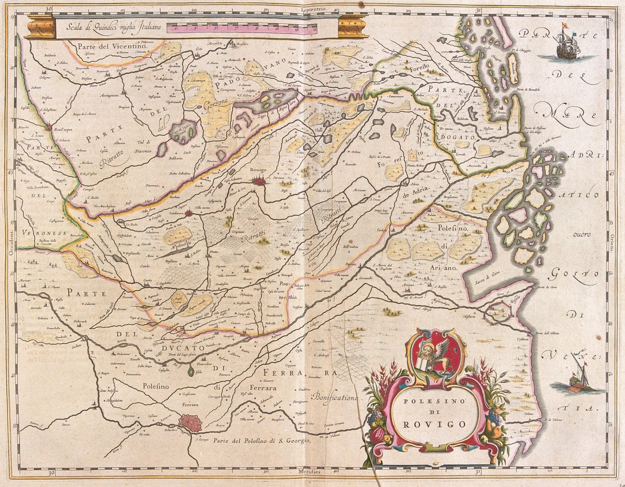 Rovigo, Italien, i "Theatrum Orbis Terrarum, sive Atlas Novus" av Willem Blaeu, Amsterdam av Willem Blaeu