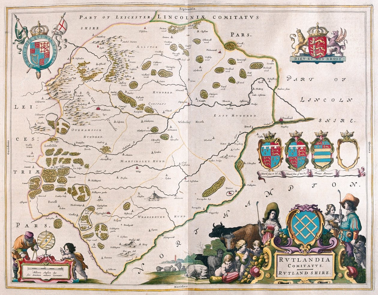 Rutland shire, i "Theatrum Orbis Terrarum, sive Atlas Novus" av Willem Blaeu, Amsterdam av Willem Blaeu