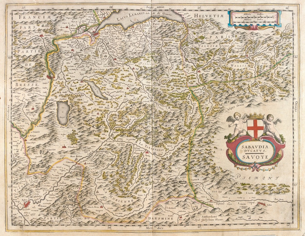 Savoie, Genève och sjön Leman, Grenoble, i "Theatrum Orbis Terrarum, sive Atlas Novus" av Willem Blaeu, Amsterdam av Willem Blaeu