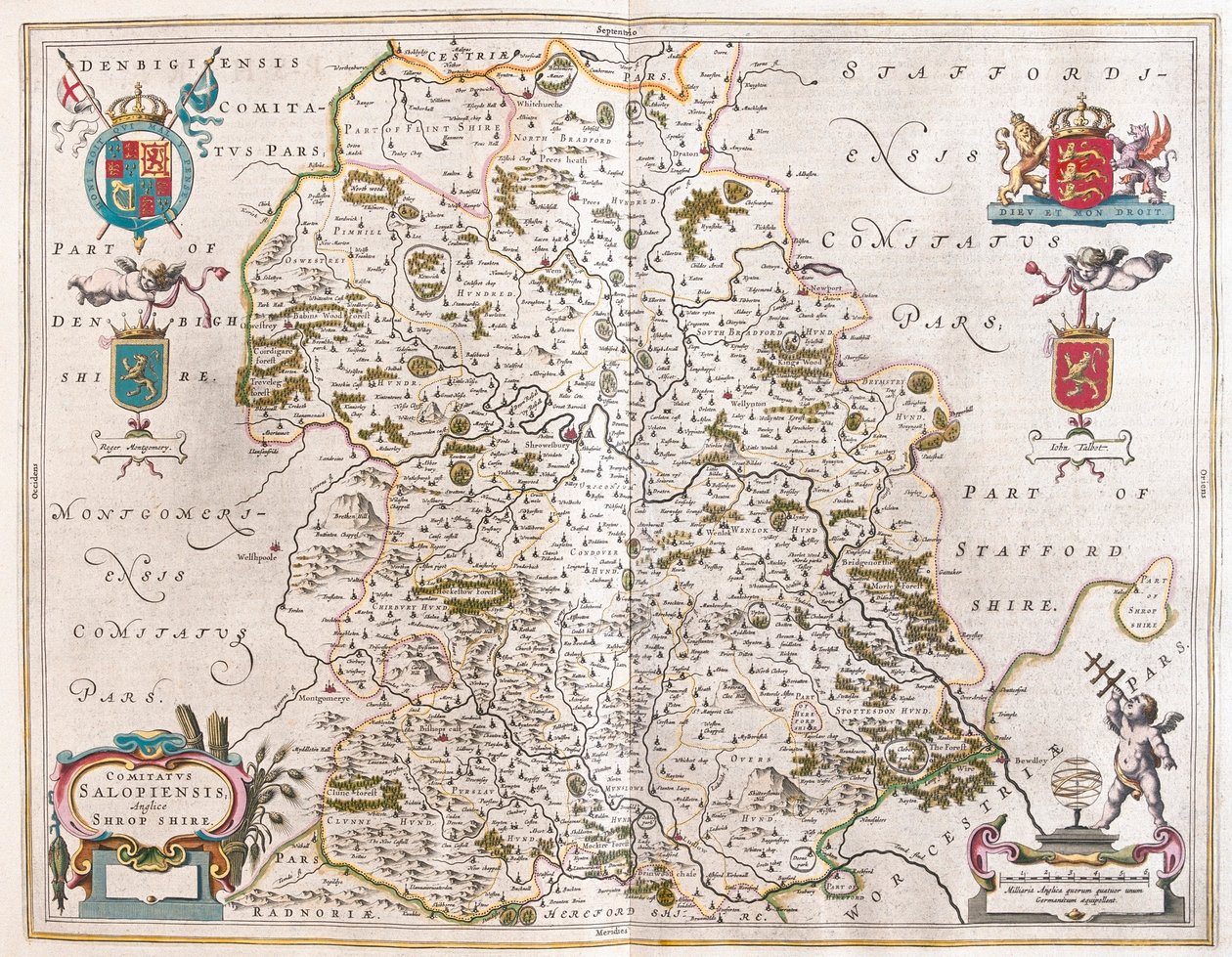 Shropshire, i "Theatrum Orbis Terrarum, sive Atlas Novus" av Willem Blaeu, Amsterdam av Willem Blaeu