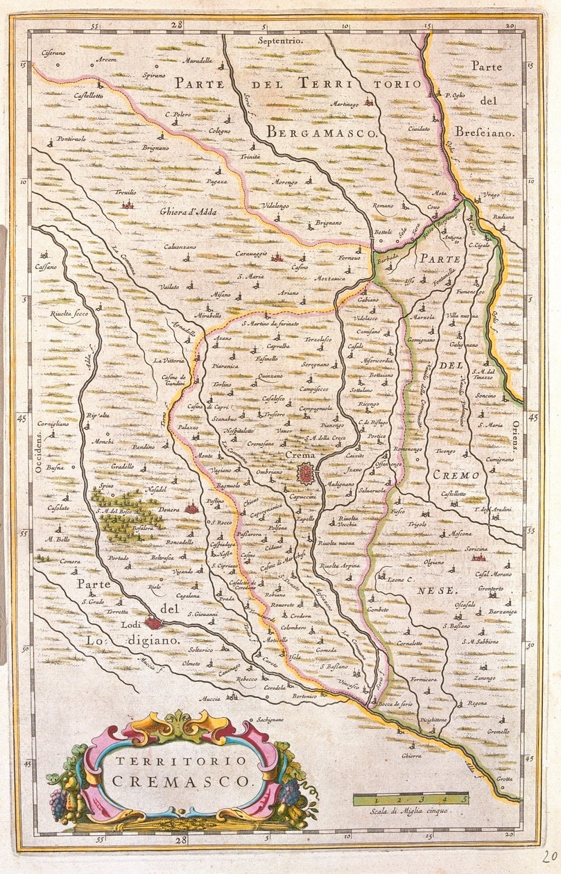 Territoriet Crema, Italien, i "Theatrum Orbis Terrarum, sive Atlas Novus" av Willem Blaeu, Amsterdam av Willem Blaeu